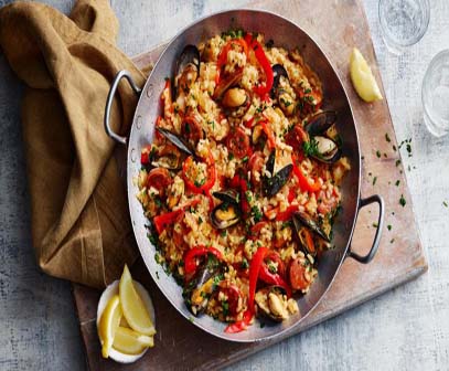 Chicken and chorizo paella